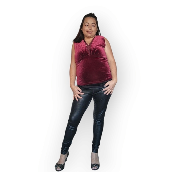 Jessica Velvet Tank Top in Deep Red - Picture 3 of 9